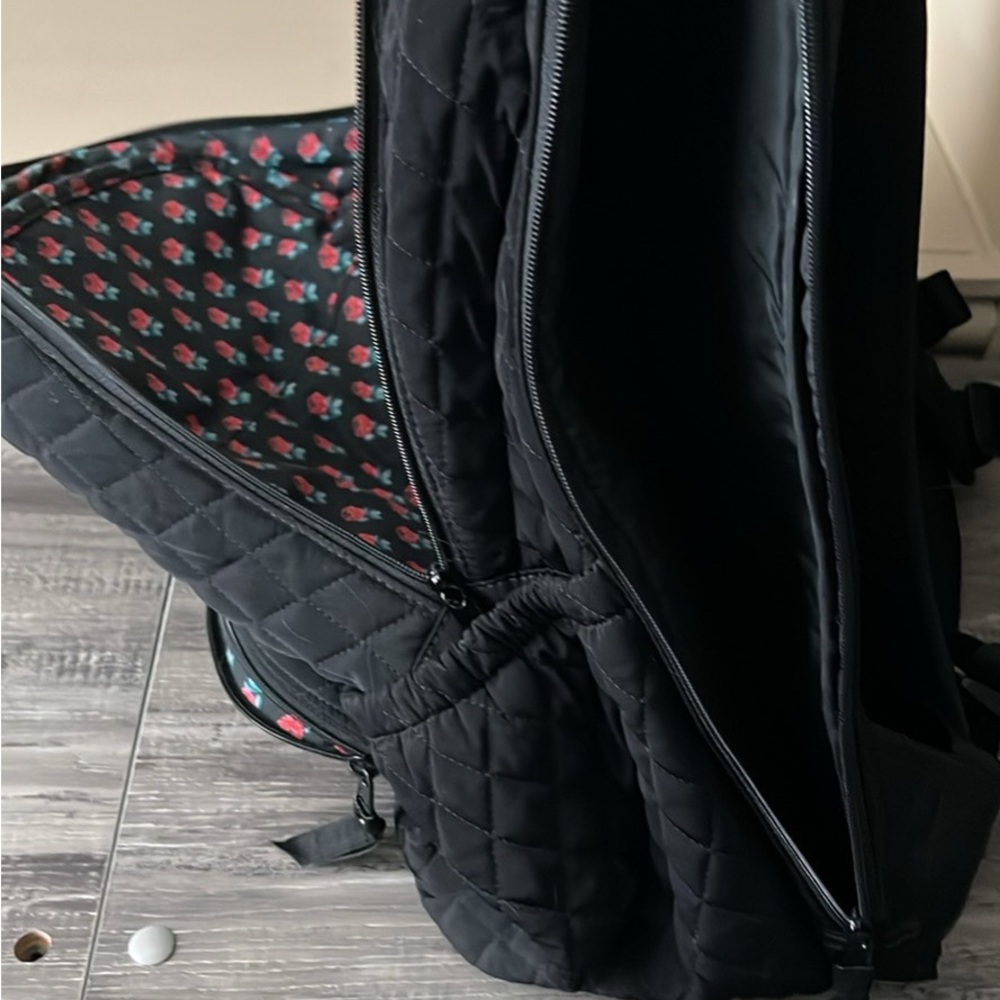 Vera Bradley Black Quilted Backpack with Floral Accent - Picture 5 of 5